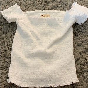 Hollister white smocked off shoulder top